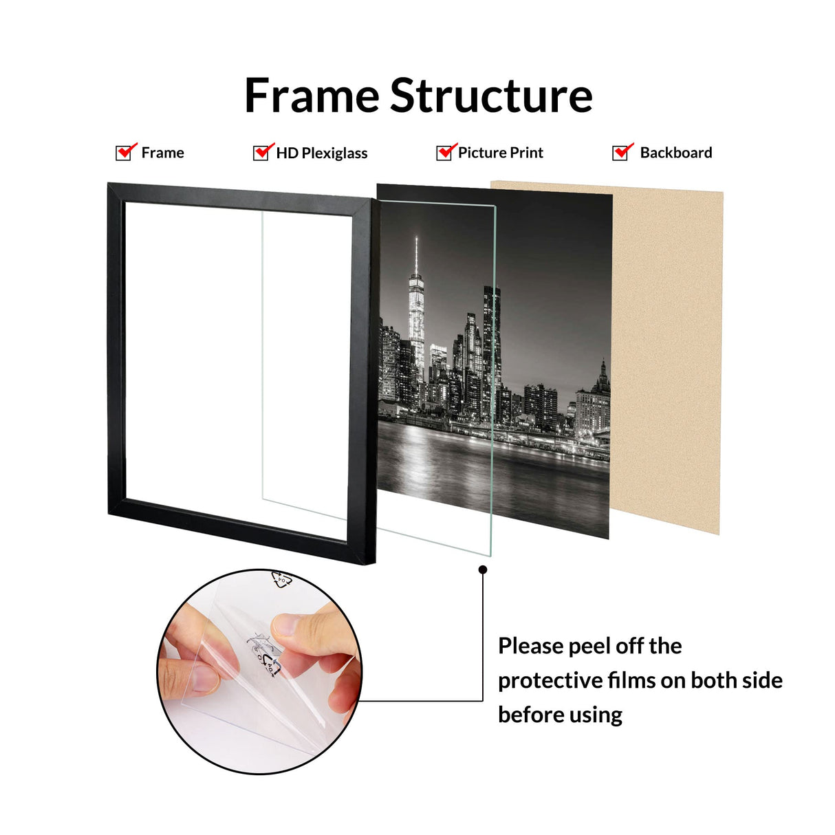 Annecy 19.25x26.75 Picture Frame Black(1 Pack), 19.25 x 26.75 Picture Frame for Wall Decoration, Classic Black Minimalist Style Suitable for Decorating Houses, Offices, Hotels Annecy