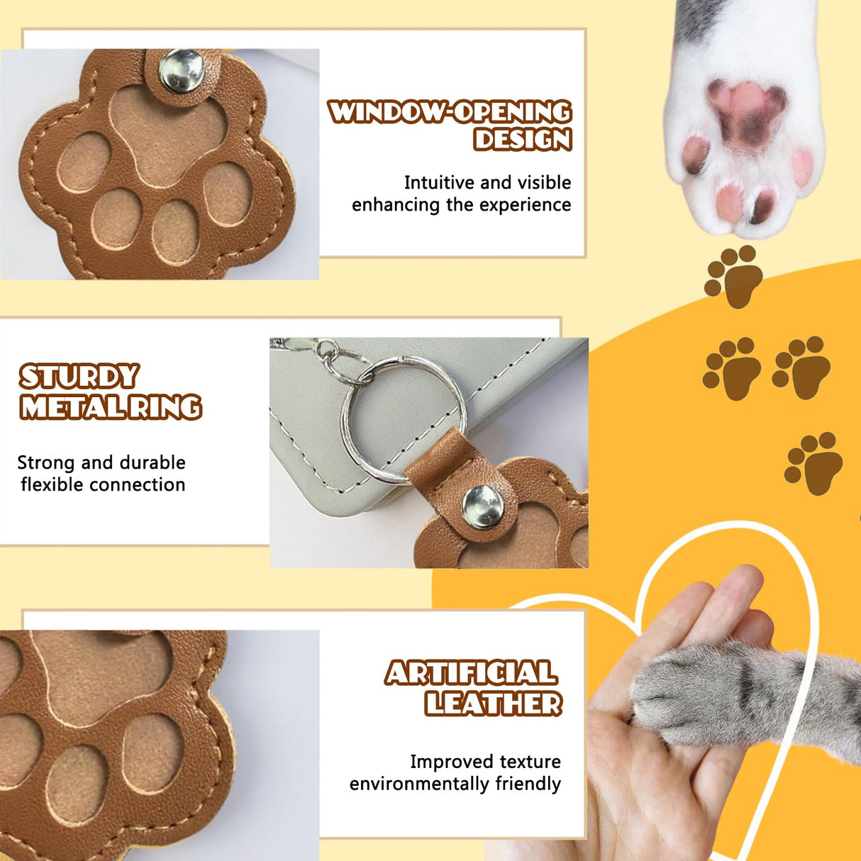 3 Pcs Dog Fur Storage Keychain, Cute Leather Paw Keychain Pet Hair Keepsake Keyring, Unique Memorial Collection Key Chain, Pet Memorial Gifts for Bag Purse Paw Charm Key Holder(Gray,Black,Brown) Treayes