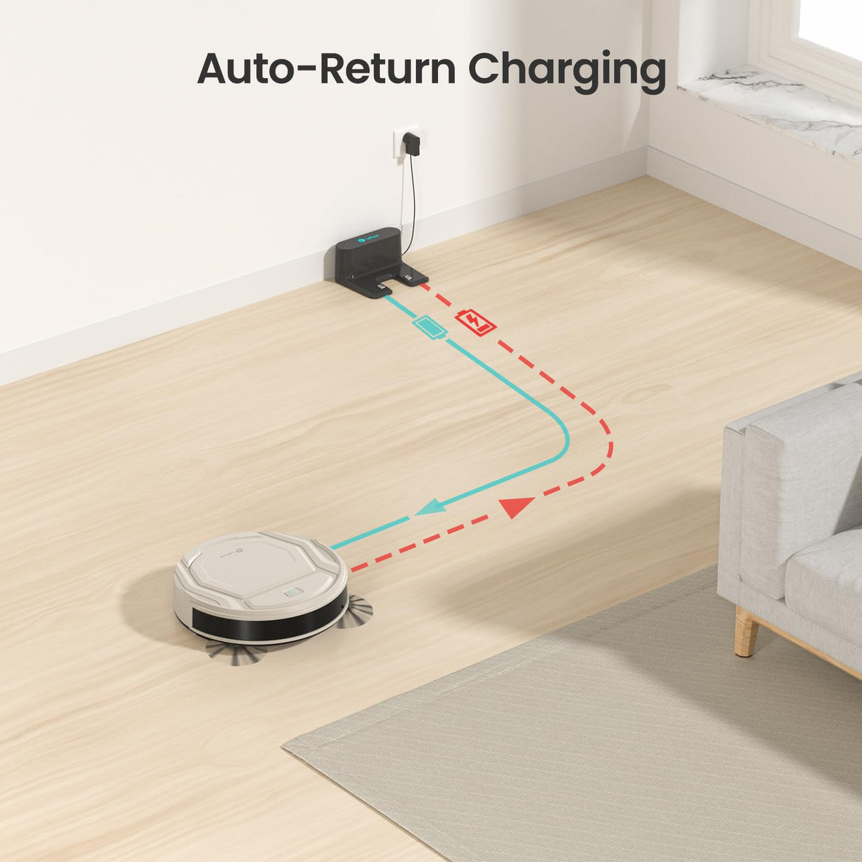 Lefant Robot Vacuum- Ultra Thin,Powerful Suction, Quite,No-Tangle Port,120 Mins Runtime,Self-Charging Robotic Vacuum Cleaner, APP/Voice/Alexa Control,Ideal for Pet Hair and Hard Floor Lefant