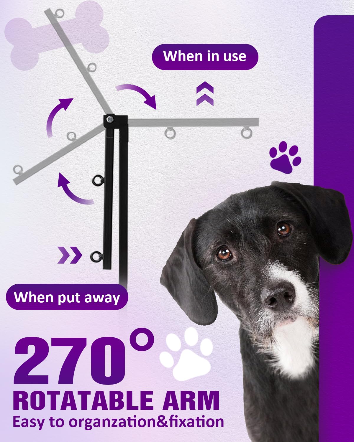 Breeze Touch Dog Grooming Arm - 35" Dog Grooming Table Arm with Clamp and Post, Loop Noose, No Sit Haunch Holder Grooming Restraint for Small & Medium Dogs Breeze Touch