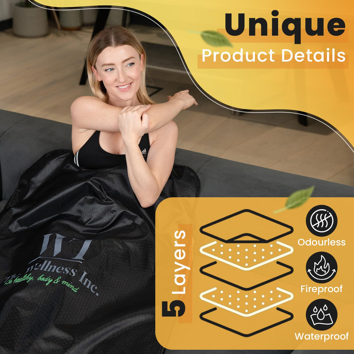 The Wellness Inc. Infrared Sauna Blanket - Portable Infrared Sauna for Home, Personal Sauna for Women & Men - Odourless, Fireproof & Waterproof Material - Includes Wrap Up Towel & Carry Storage Bag The Wellness Inc.