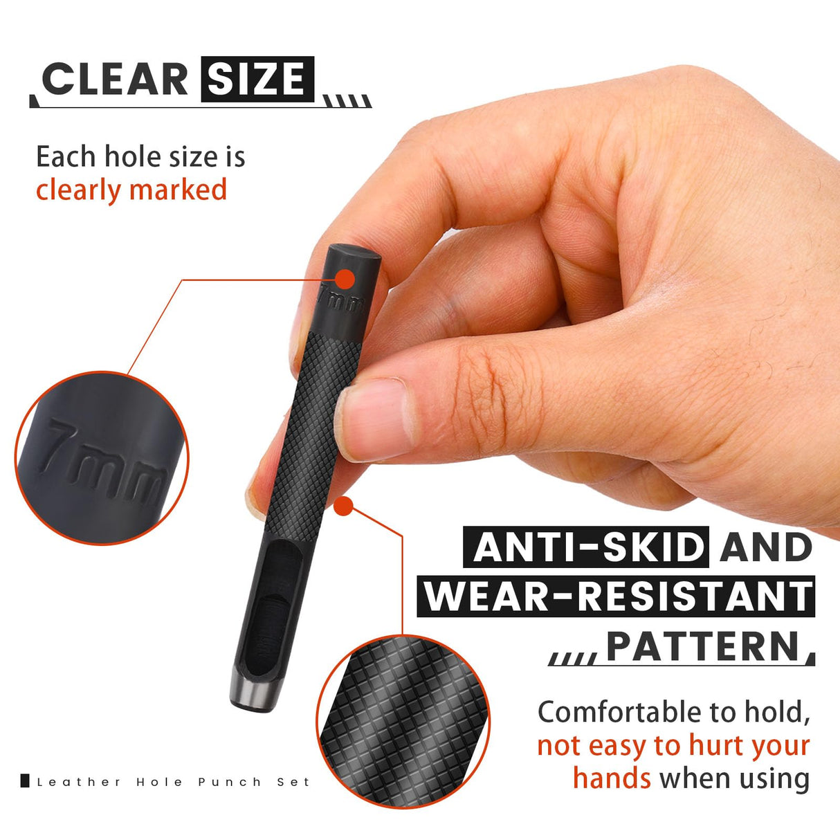 12PCS Leather Hole Punch - Round Steel Leather Craft Hollow Hole Punch, Cutter Tool for Watch Bands, Leather, Belts, Canvas, Paper, Plastics (1mm to 10mm) QMNNMA