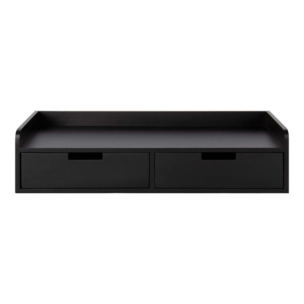 Kate and Laurel Kitt Modern Floating Shelf with Drawers, 28 x 12 x 6.5 inches, Black, Chic Floating Storage Console Table or Desk for Wall Kate and Laurel