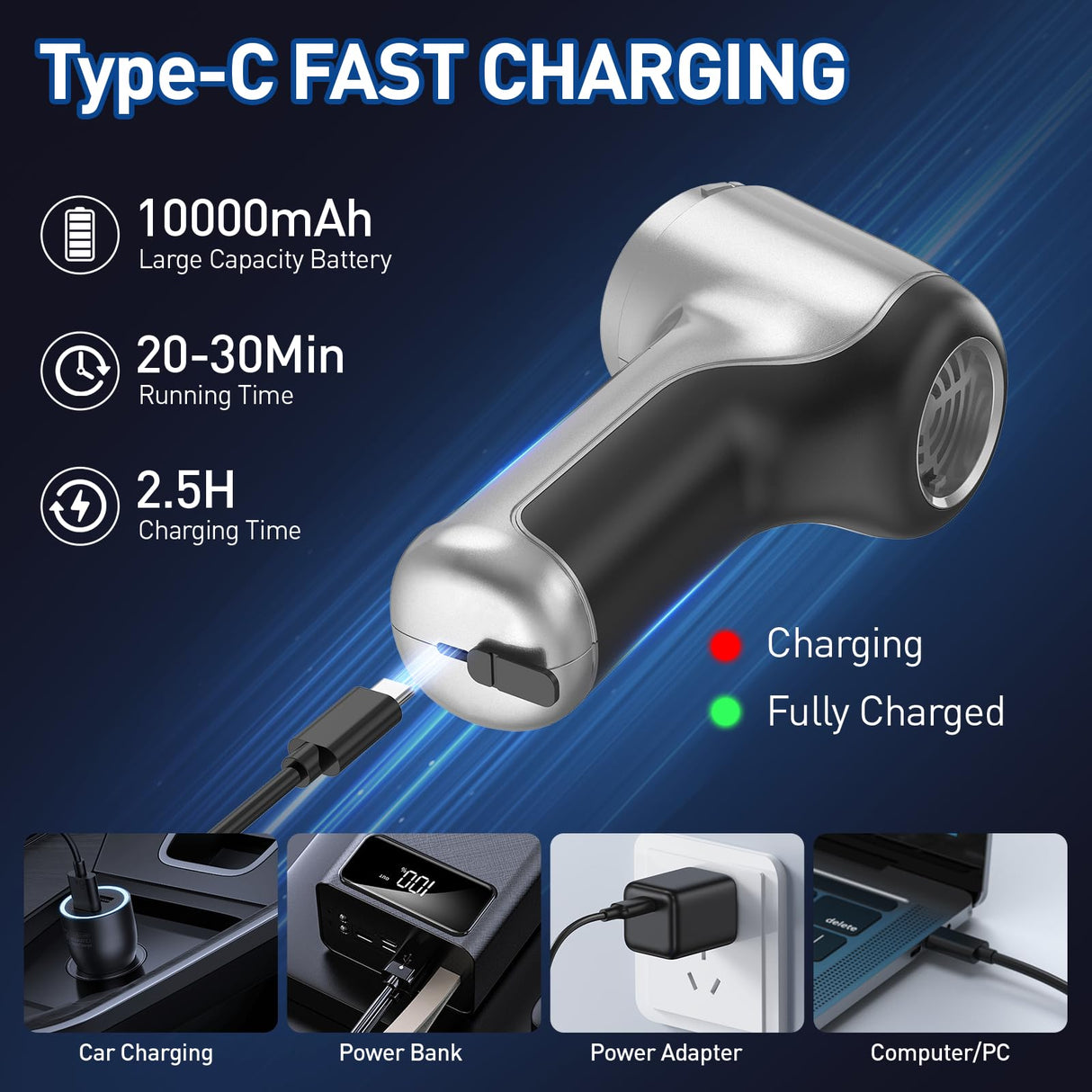 AHNR Handheld Car Vacuum Cleaner Cordless with Brushless Motor, 20000PA High Power Vacuum Cleaner & Air Duster, 3 in 1 Keyboard Portable Vacuum Cleaner, Mini Hand Held Vacuum Cleaner for Car Home AHNR