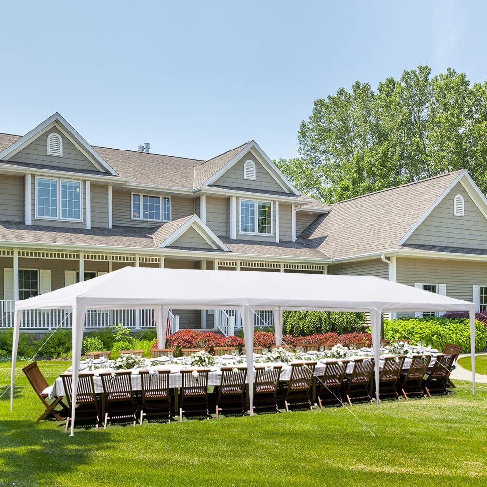 SEALAMB 10x30 FT Party Tent Without Sidewalls, Large Tents for Parties Outdoor Patio Party Tent Wedding Tents with Ropes and Ground Stakes for Backyard and Garden SEALAMB