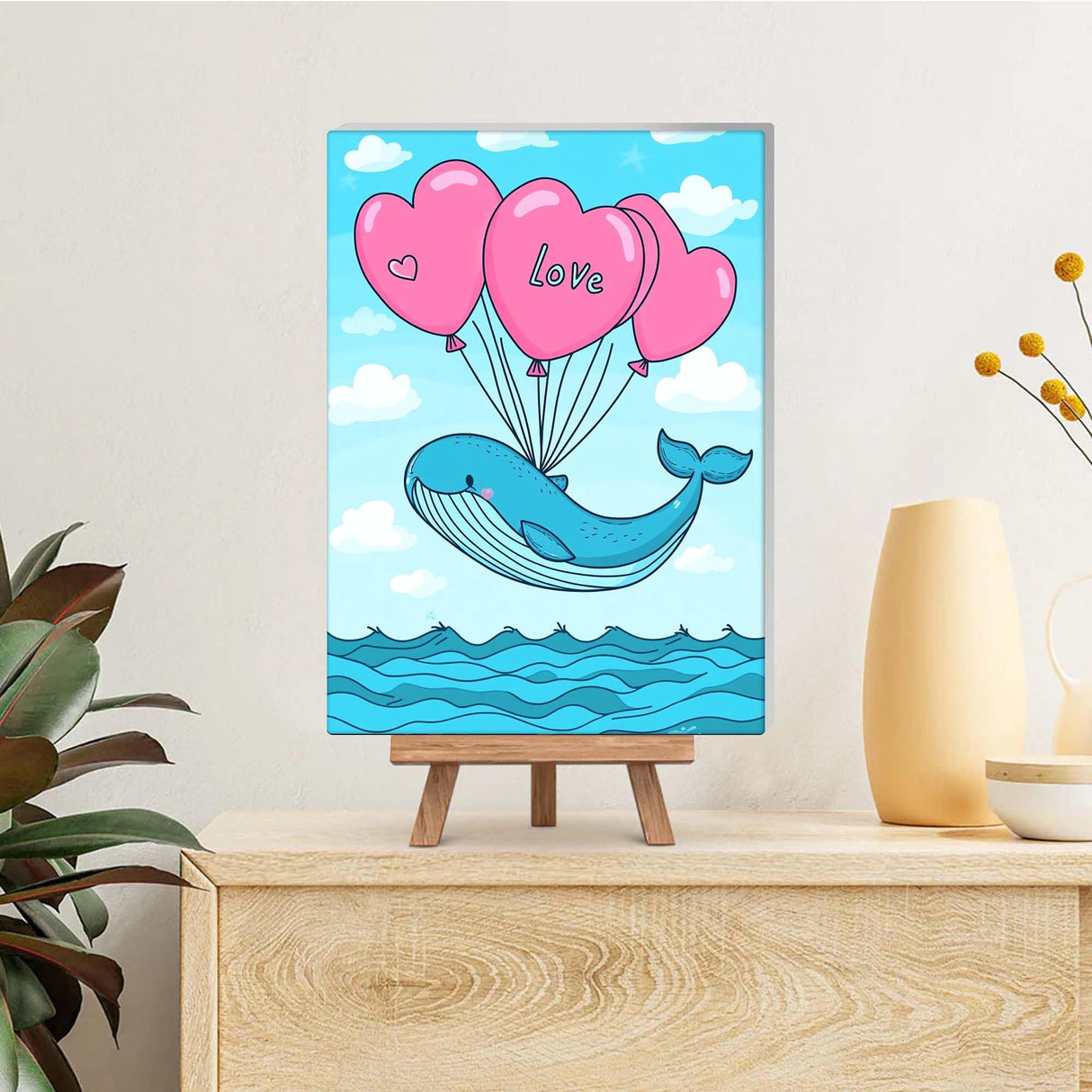 Reofrey Framed Paint by Numbers Kit for Adults & Beginner - 8x12 Inch Canvas Valentine's Day Paint by Numbers - Dolphin Educational & Creative Art Set for Beginners - Perfect for Home Wall Decoration Reofrey