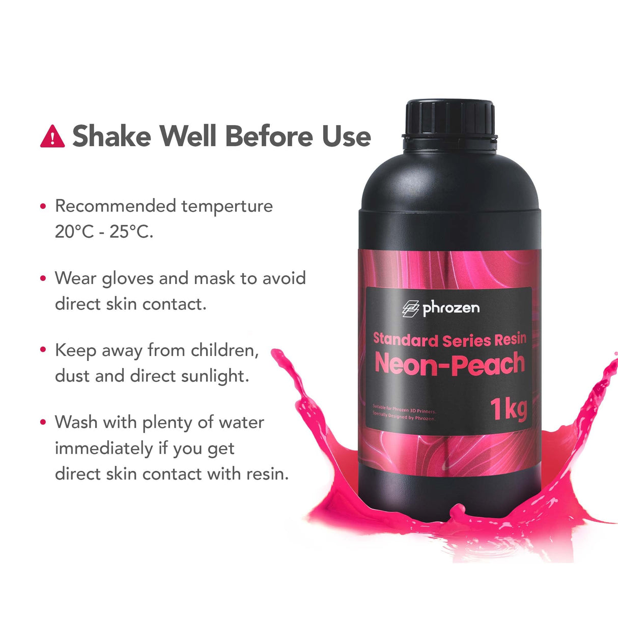 phrozen Standard Series 3D Printer Resin, 405nm DLP LCD UV-Curing Photopolymer Resin for Plastic Models, Action Figures, Jewelry, Prototyping, Bright Color (Neon-Peach, 1KG) phrozen