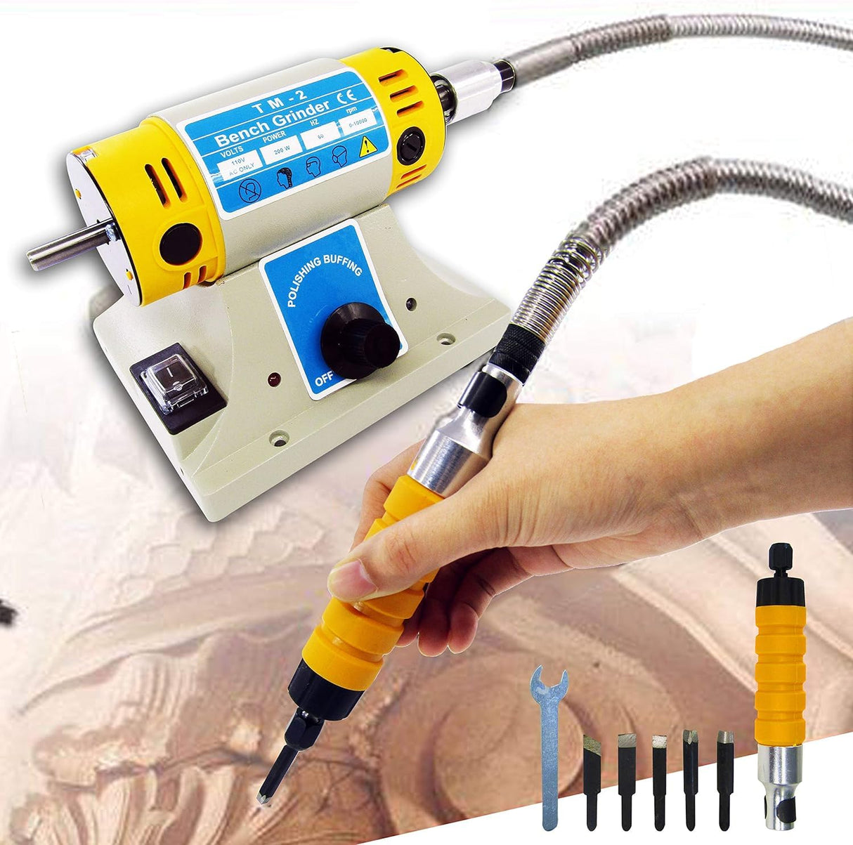 Electric Woodworking Carving Chisel, Electric Chisel Carving Tool Engraving Knife Tool Accessories Electric Woodworking Chisel Carving Tool Machine with 5 Blades and 1 Wrench AYNEFY