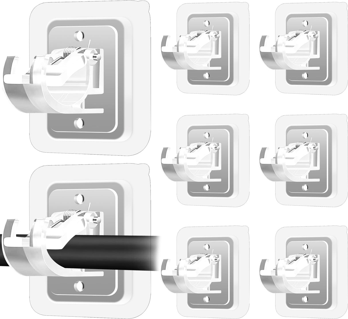 8PCS No Drill Curtain Rod Brackets No Drilling Self Adhesive Curtain Rod Holder Hooks Nail Free Adjustable Curtain Rod Hooks Curtain Hangers for Bathroom Kitchen Home Bathroom and Hotel (Transparent) Codoule