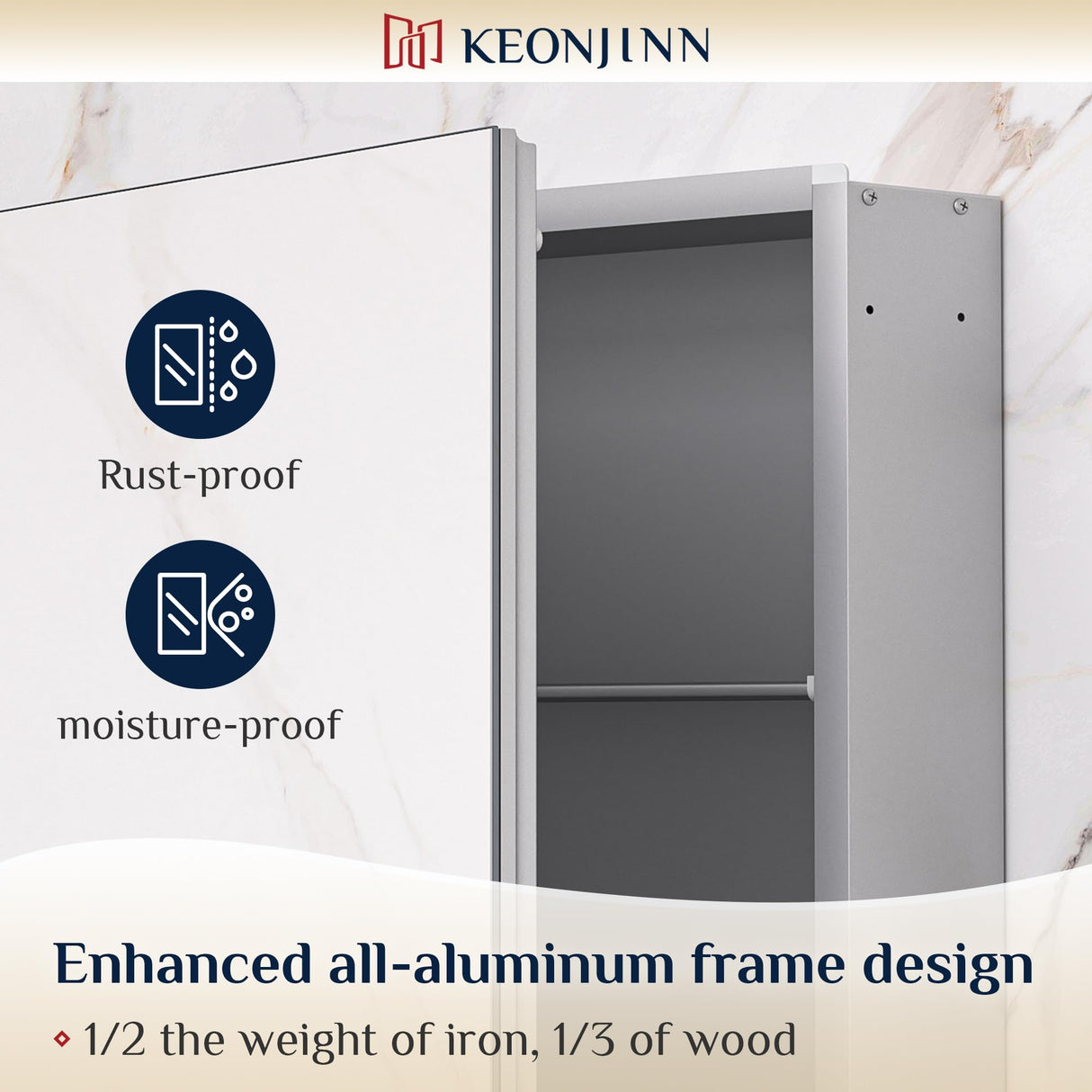Keonjinn Small Medicine Cabinet 14 x 18 Inch, Assembly Needed, Bathroom Medicine Cabinets Mirror, Lightweight, Adjustable Shelves, Wall Mount or Recessed, Tempered Glass Keonjinn