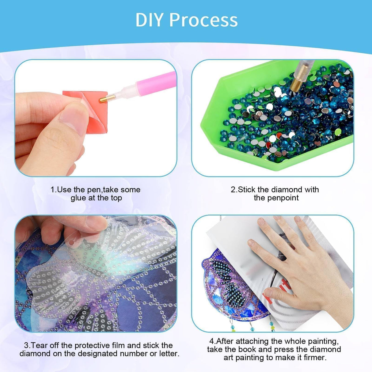 EEEKit 2PCS Diamond Painting Suncatcher Kit, Hanging Diamond Art Painting Suncatcher, DIY Crystal Art Wind Chime for Home Wall Window Decor EEEKit