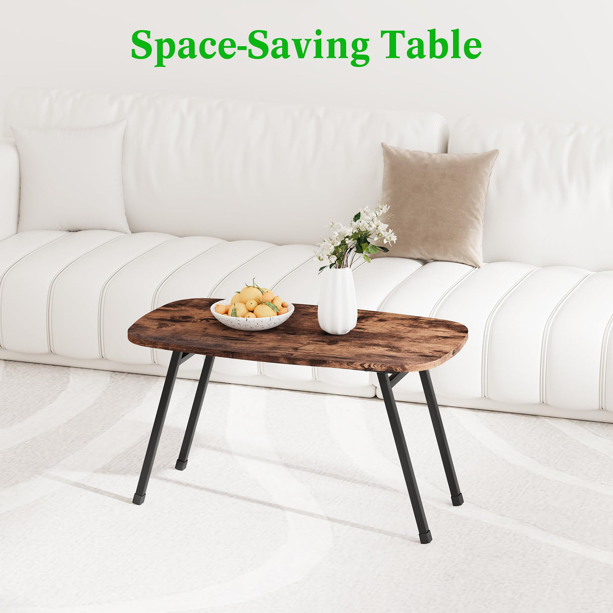 MUZERUL Folding Coffee Table Rustic Small Coffee Tables,Foldable Portable Table for Small Spaces,Rectangular Mid Century Coffee Table for Living Room, Home, Office,Easy Assembly 31.5"x15.7"x17.7" MUZERUL