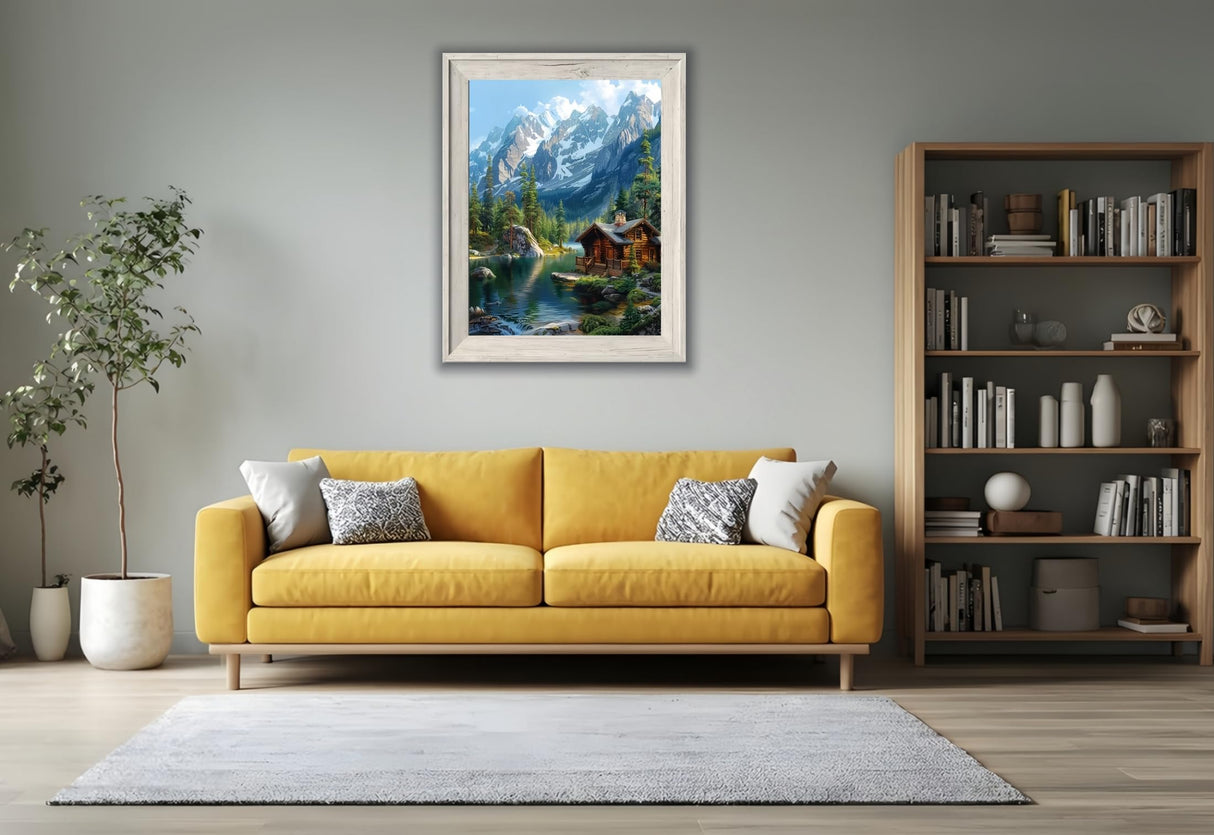 Snow Mountain Log Cabin 5D Diamond Art Kits for Adults Beginners,Scenery DIY Full Round Drill Diamond Painting Kits, Paint by Diamonds Dots Gem Art Crystal Easy,Home Wall Decor 12X16 Inch Acelii