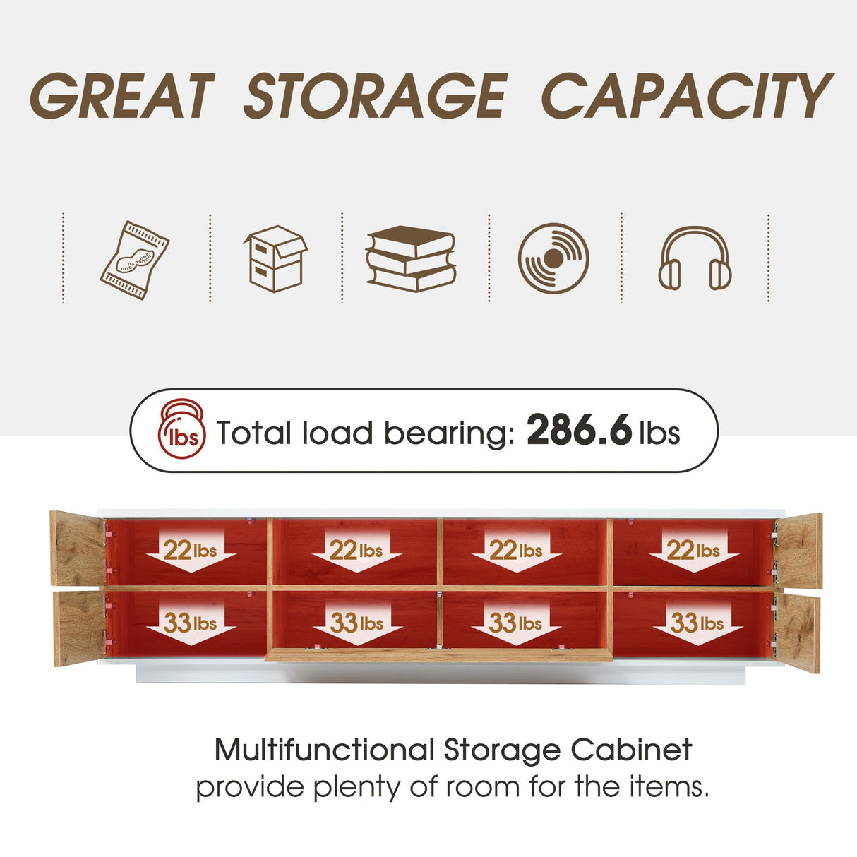 Merax Wood TV Stand Entertainment Center with Storage Cabinets & Open Shelves, Modern TV Console Table for TVs Up to 80” for Living Room Bedroom (Natural) Merax