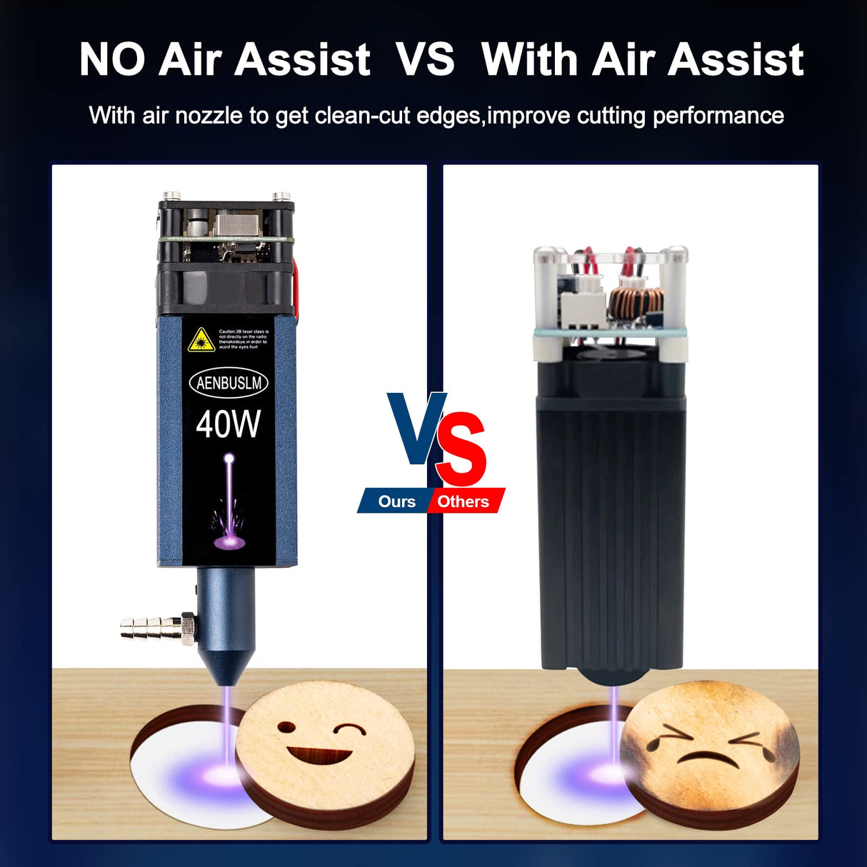 AENBUSLM 40W Laser Module with Air Assist, Laser Engraving Cutting Module for Wood, Fixed-Focus,Double Ultra-Fine Compressed Spot CNC Carving DIY Laser Master AENBUSLM