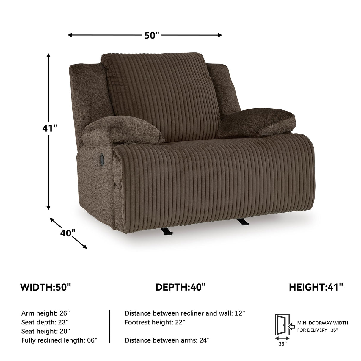 Signature Design by Ashley Top Tier Contemporary Manual Rocker Recliner, Dark Brown Signature Design by Ashley