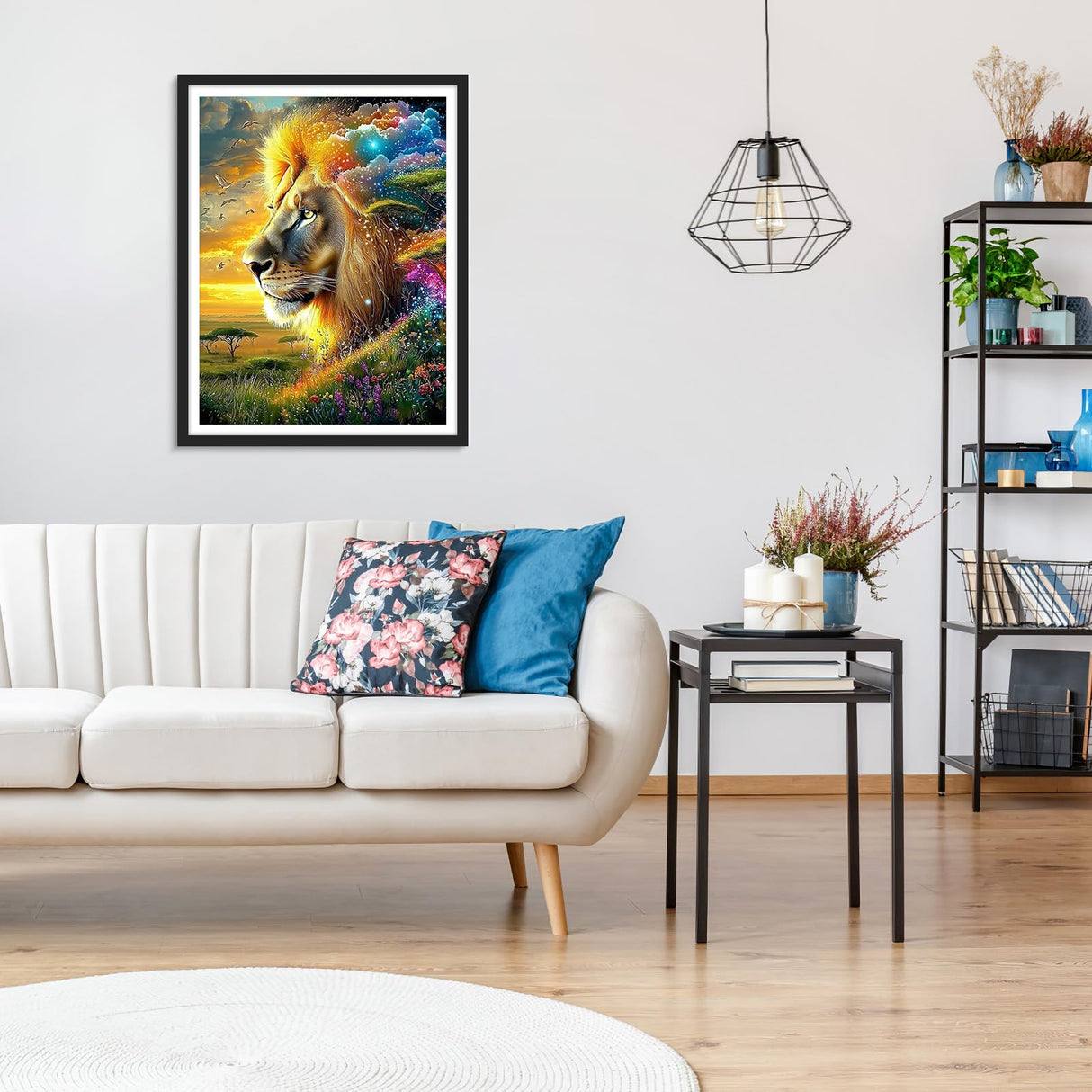 MOGTAA Lion Diamond Art Kits for Adults, 5D Full Drill Diamond Painting Kits for Adults Beginners, DIY Landscape Round Diamond Dots for Adults, Gem Art for Home Decor 12 X 16Inch MOGTAA