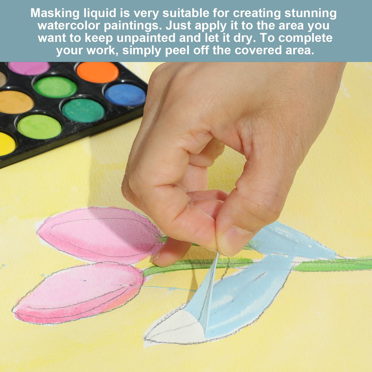 Masking Fluid Pen for Watercolor Painting and Various Art Projects,Watercolor Masking Fluid,100ml Art Masking Fluid,Artists Watercolor Medium,Masking Fluid Pen,Blue Liquid Pigment Drawing Gum JOFOOK