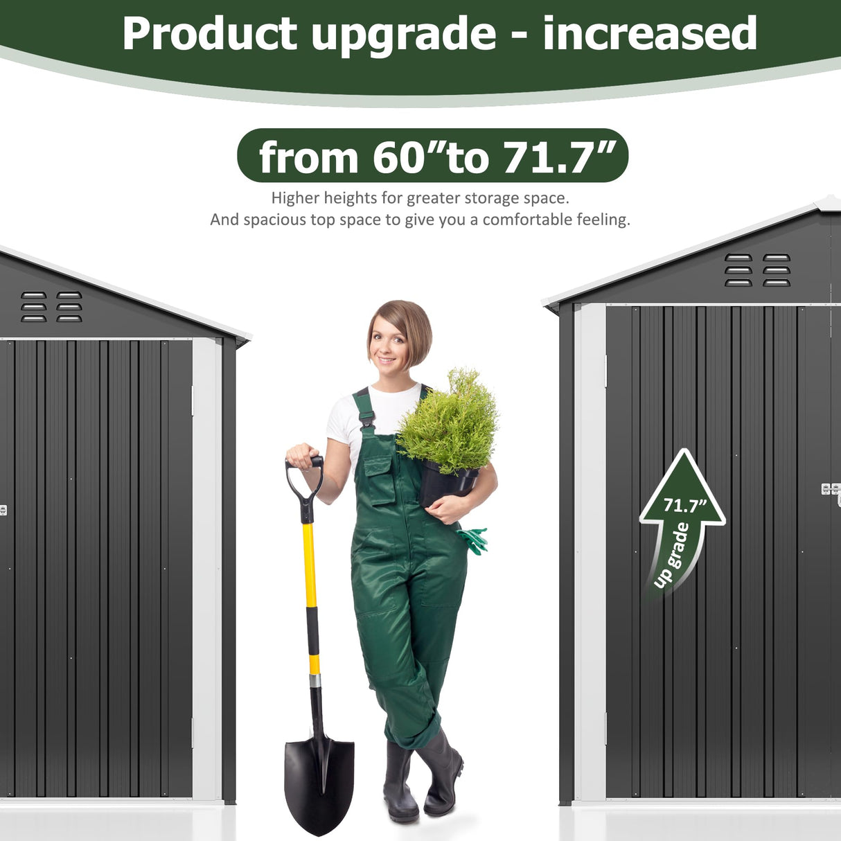 AirWire 9x4 FT Outdoor Storage Shed, Garden Shed with Updated Frame Structure and Lockable Doors, Metal Tool Sheds for Backyard Garden Patio Lawn, Grey AirWire