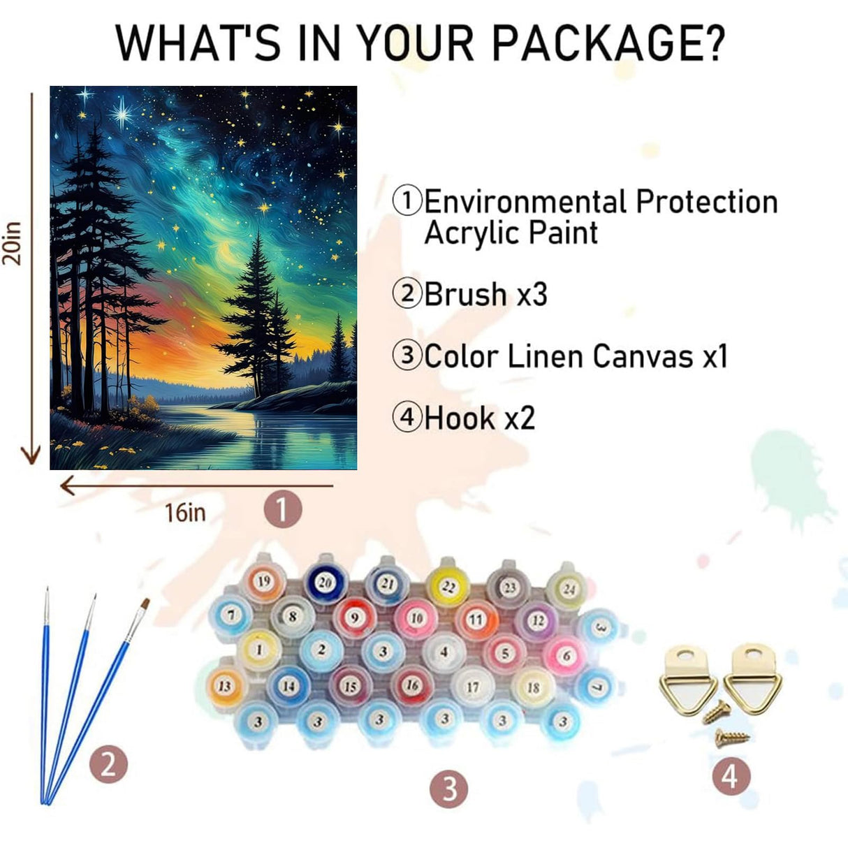 xackcme Starry Sky Paint by Numbers for Adults - Starry Night Paint by Number on Canvas Without Frame, DIY Abstract Landscape Oil Painting for Gift Home Wall Decor (16x20 inch) xackcme