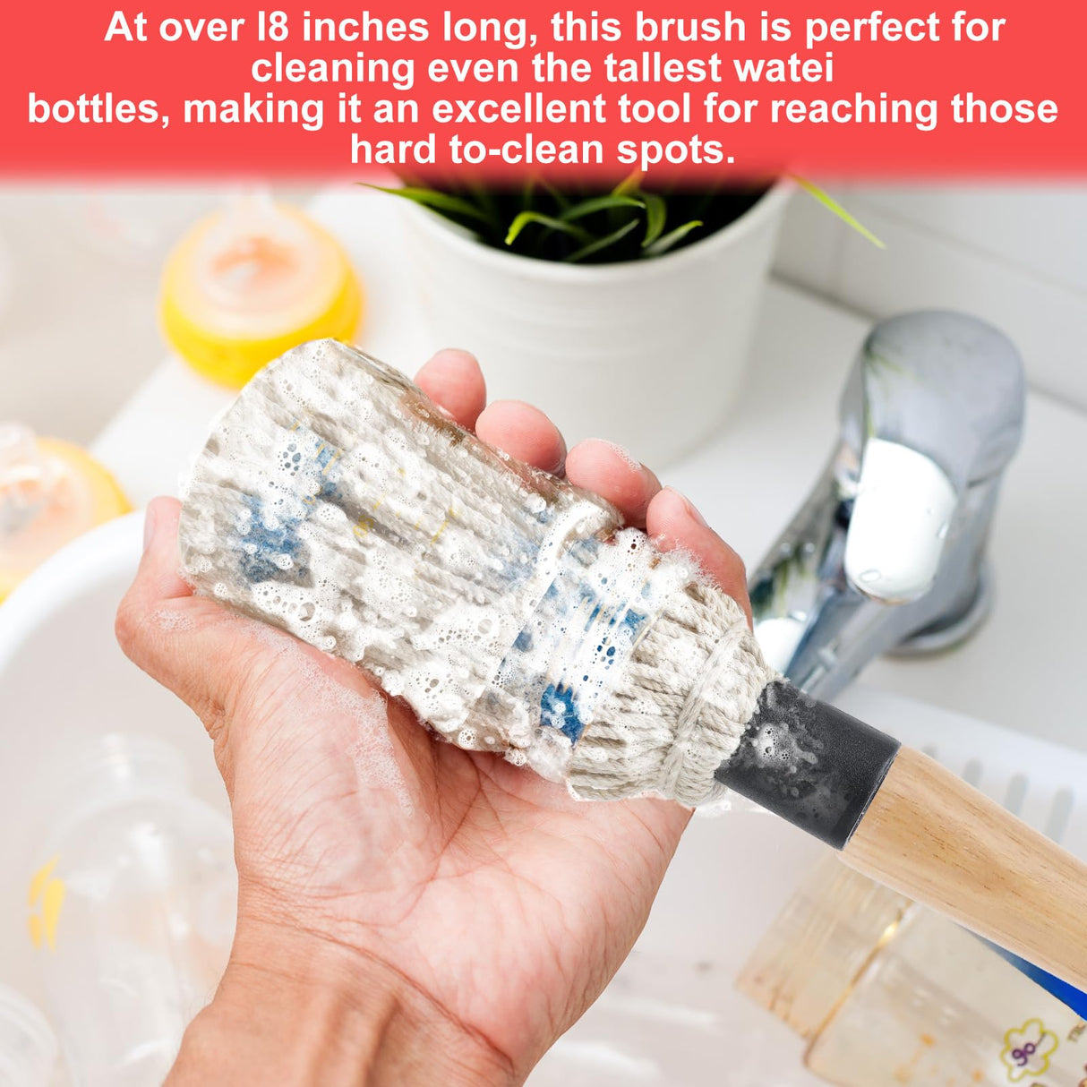 4Pcs BBQ Mop Brush Grilling Basting Mop Wooden Long Handle BBQ Mop Set with 12Pcs Replacement Heads for Basting Steak Marinade Sauce(18.3inch) DIVINA VITAE