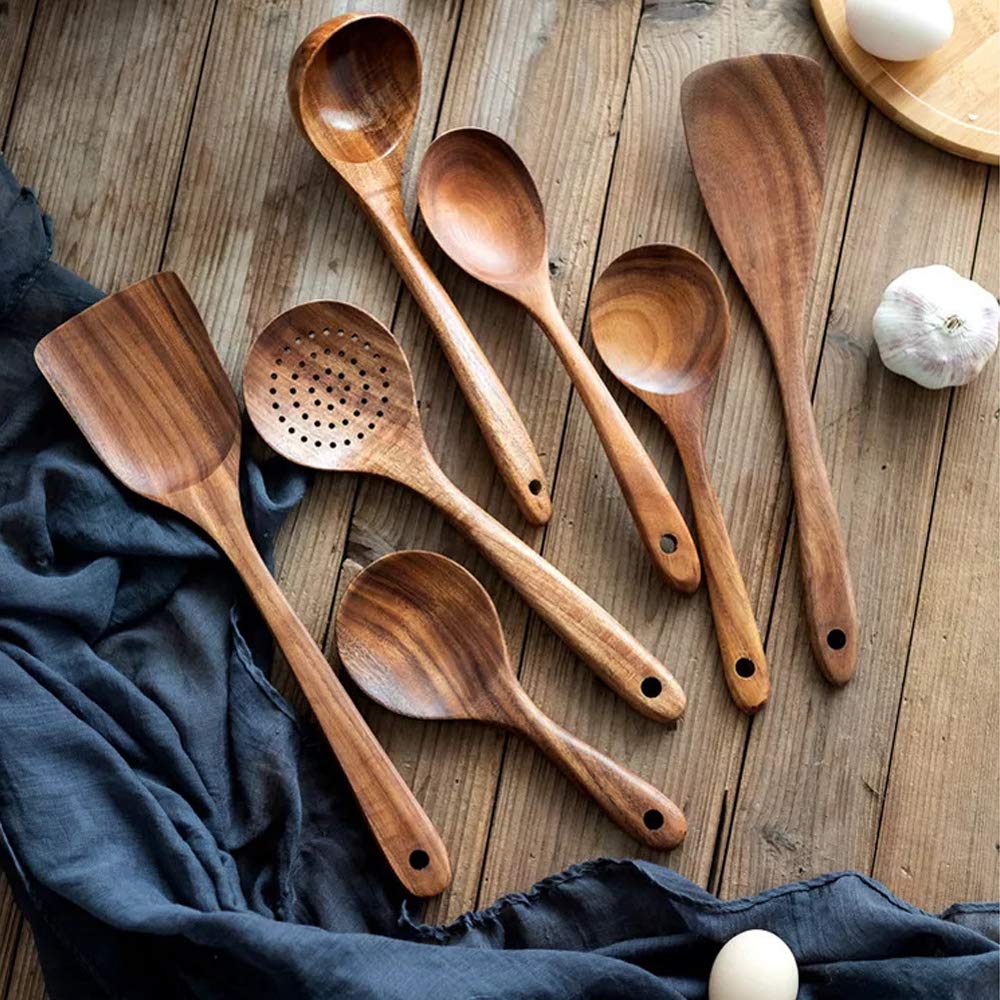 Mary Paxton Teak Kitchen Utensils,Wooden Spatula Turner Kitchenware Nonstick Pan Cookware Natural Utensils Handcrafted Cutlery Tool (wooden turner(13x3.23in)) Mary Paxton