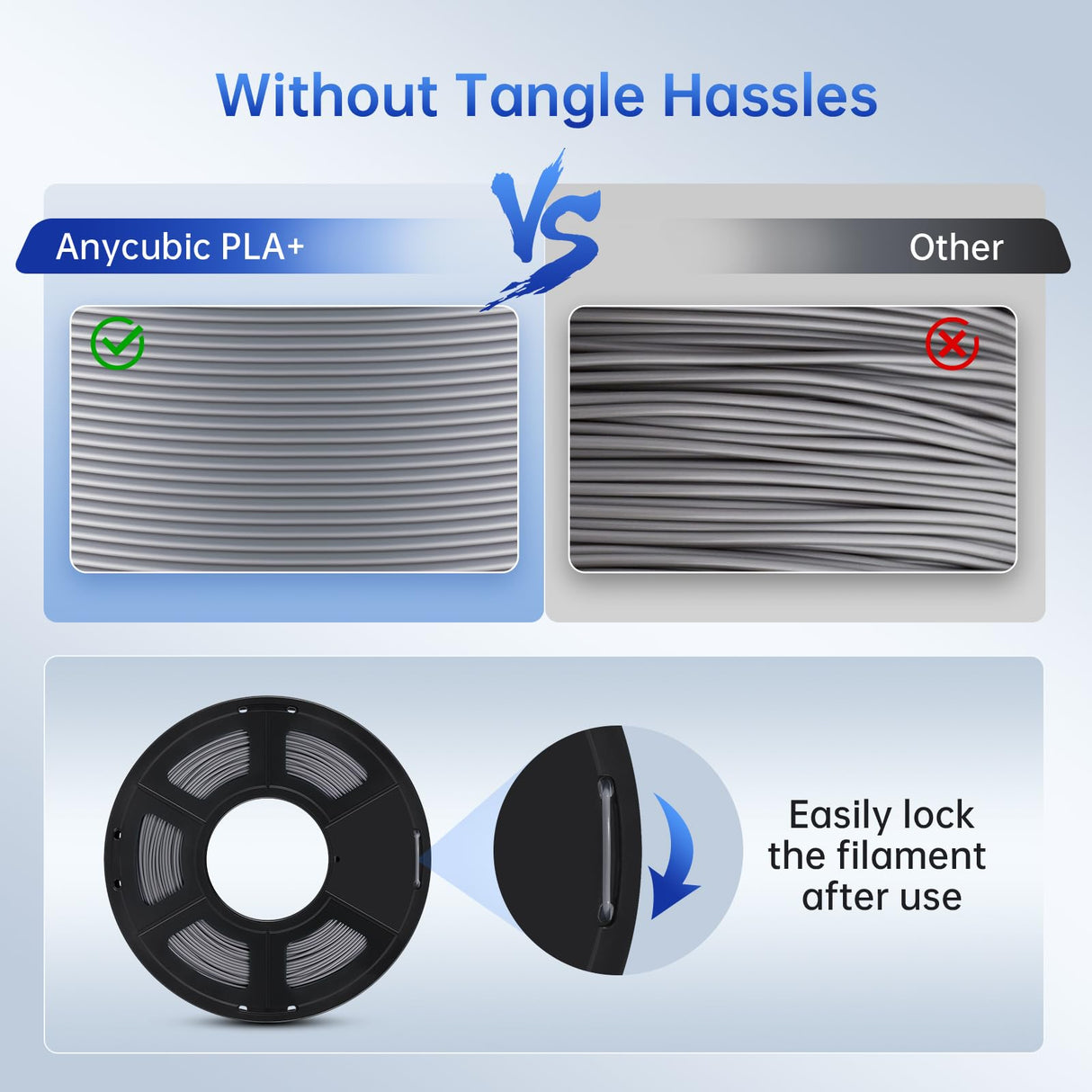 ANYCUBIC PLA Plus (PLA+) 3D Printer Filament 1.75mm, High Toughness 3D Printing Filament, Dimensional Accuracy +/- 0.02mm, Print with Most FDM 3D Printers, 1KG Spool, Silver ANYCUBIC