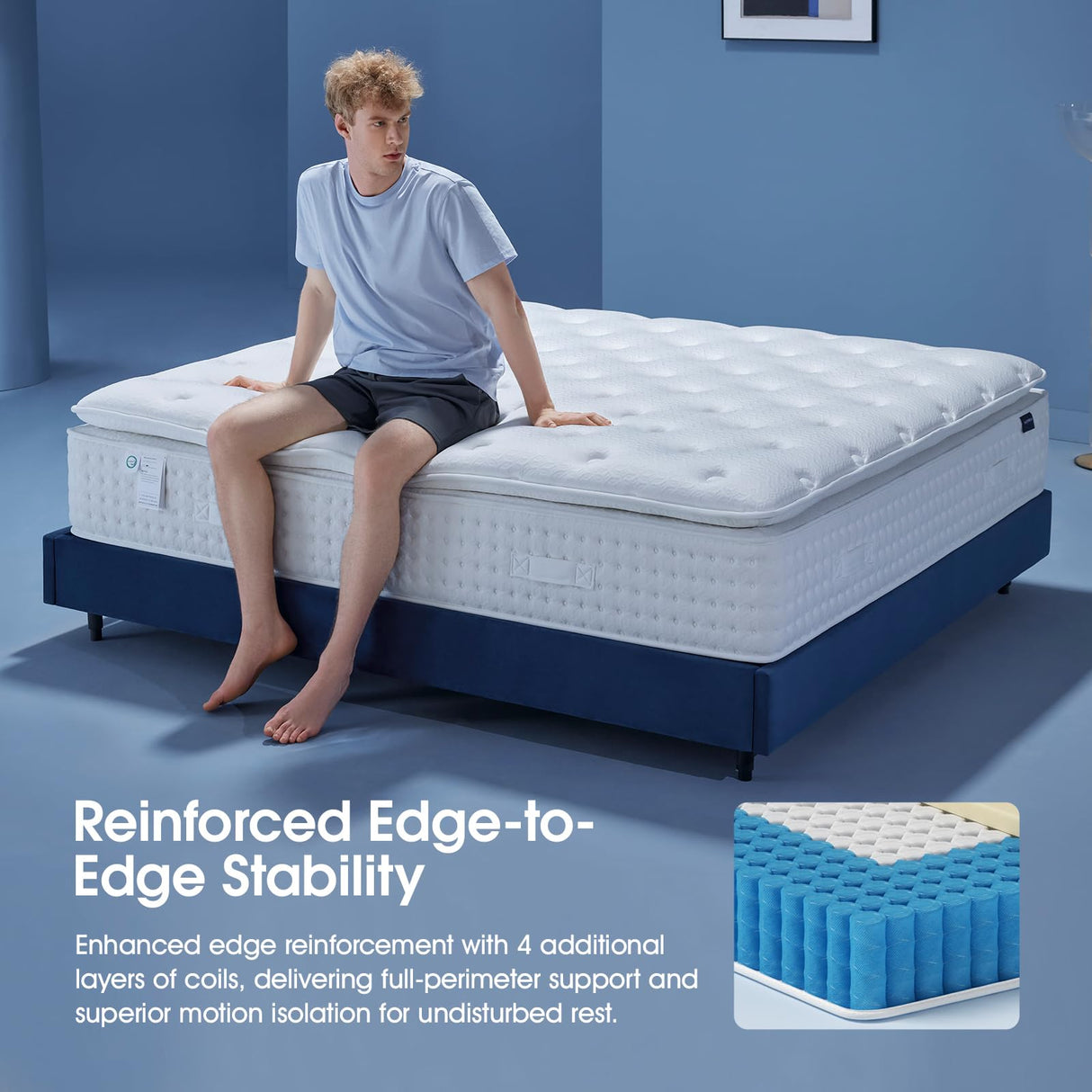 INCEPDREAM 14 Inch Queen Size Luxury Hybrid Mattress with Pillow Top, Latex and Memory Foam, Cooling Tencel Fabric, Dual-Layer Pocket Coils for Pressure Relief and Support, CertiPUR-US Certified INCEPDREAM