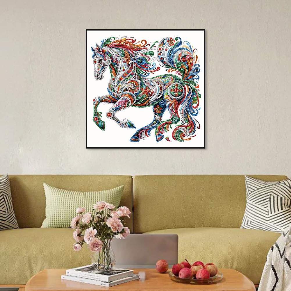 WSLWXSHM 5D Special Shape Diamond Art Kits for Beginners, Diamond Painting Kits for Adults Horse, Crystal Rhinestones Diamond Painting for Home Wall Decoration Gift 12×12inch/30×30cm, Animal WSLWXSHM