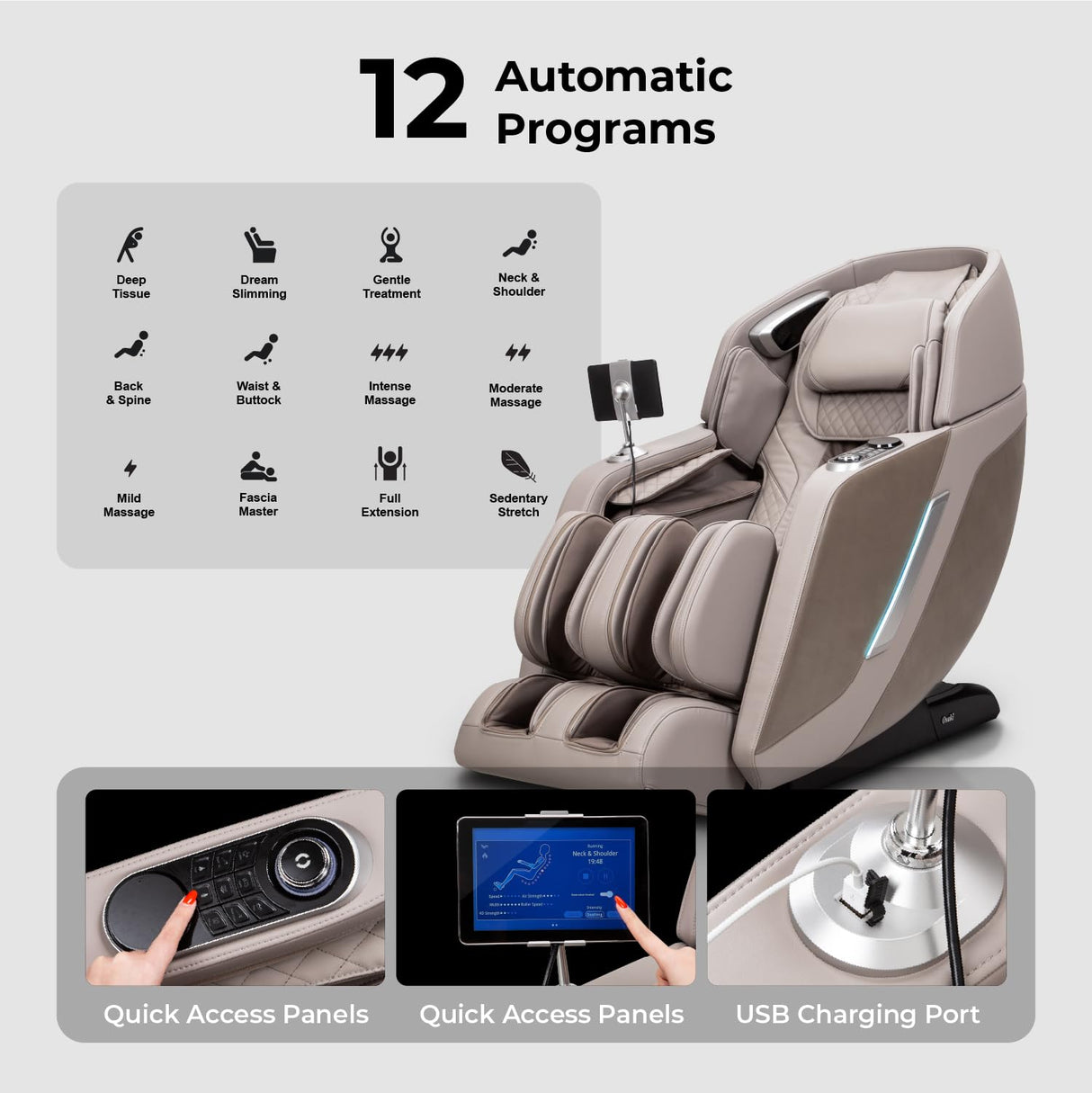 Titan 4D Ultima | Black | Massage Chair | Full Body Air Bag Massage | Zero Gravity Reclining | SL-Track 4D Massage | Foot Roller | Touchscreen Controller | Space Saving Technology Titan
