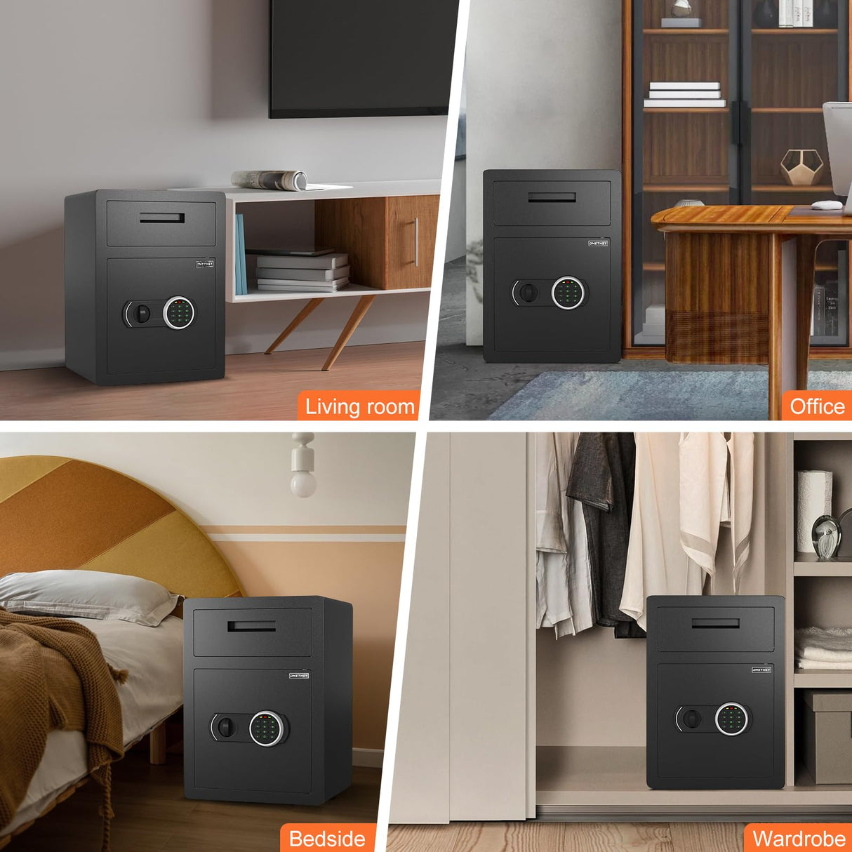 2.0 Cu ft Depository Drop Safe, Drop Box for Money with Fireproof Waterproof Bag, Anti-theft Digital Drop Slot Safe with Dual Alarm, Large Drop Slot Safe Box for Business Home Office Hotel Market Omethey