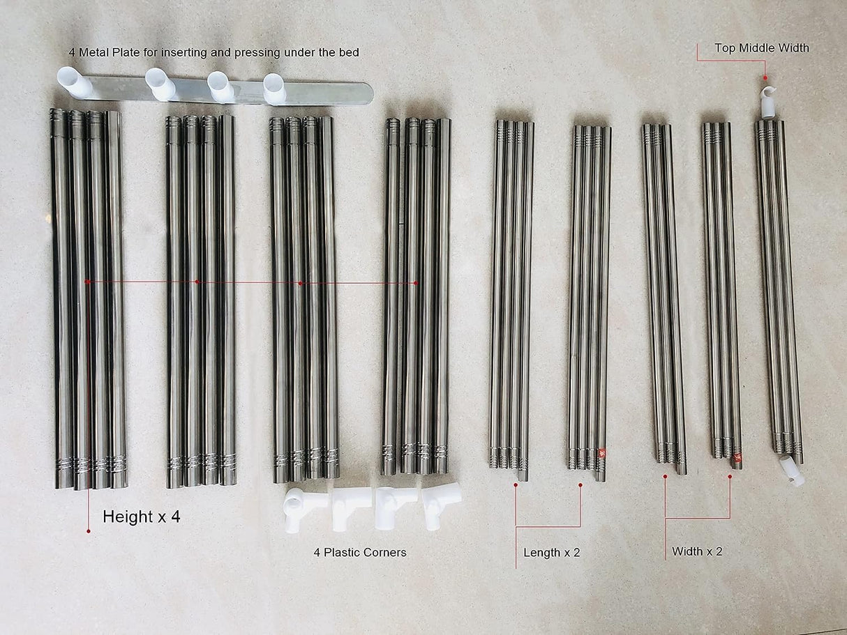 KingKara Canopy Bed Netting Stainless Steel Frame/Post Full/Queen Size KingKara