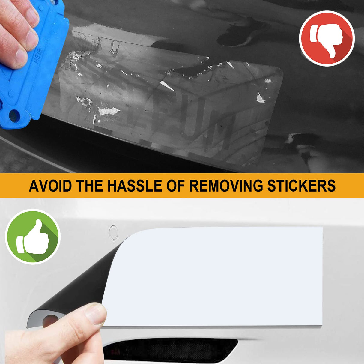 tonhui 4Pcs 12" X 4" Bumper Sticker Magnets, Flexible Magnetic Bumper Sticker Sheet with Self Adhesive, Turn Any Decal Into a Magnet tonhui