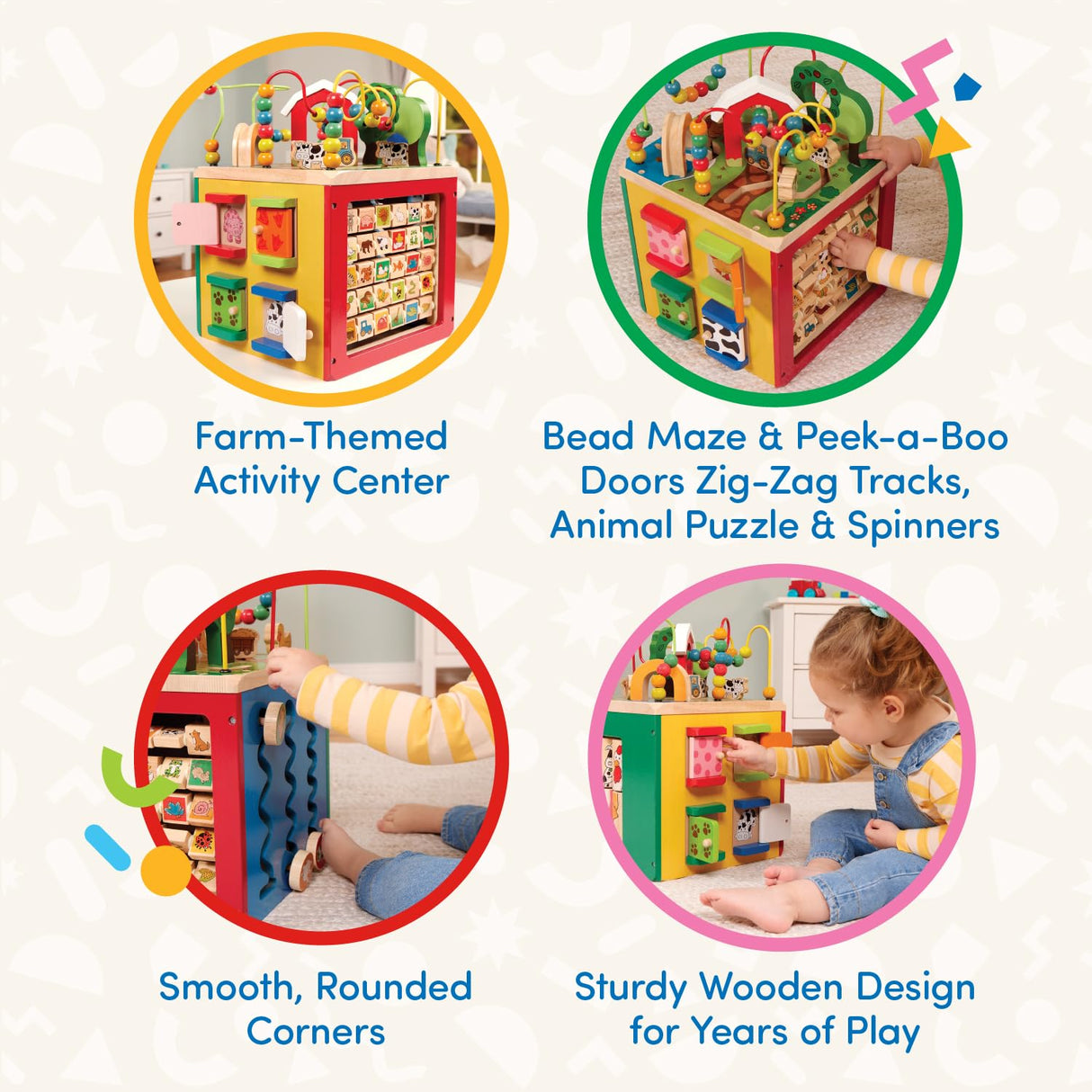 Battat - Activity Cube With Farm Theme - Educational Wooden Toys For Toddlers And Kids - 1 Year + Battat