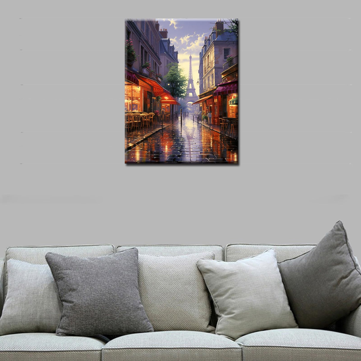 Tucocoo Paint by Number France Street Scenery Street Town Landscape DIY Painting On Canvas with Brushes Acrylic Paints Paint by Numbers for Adults and Kids Students Beginner 16x20 Inch(Without Frame) Tucocoo