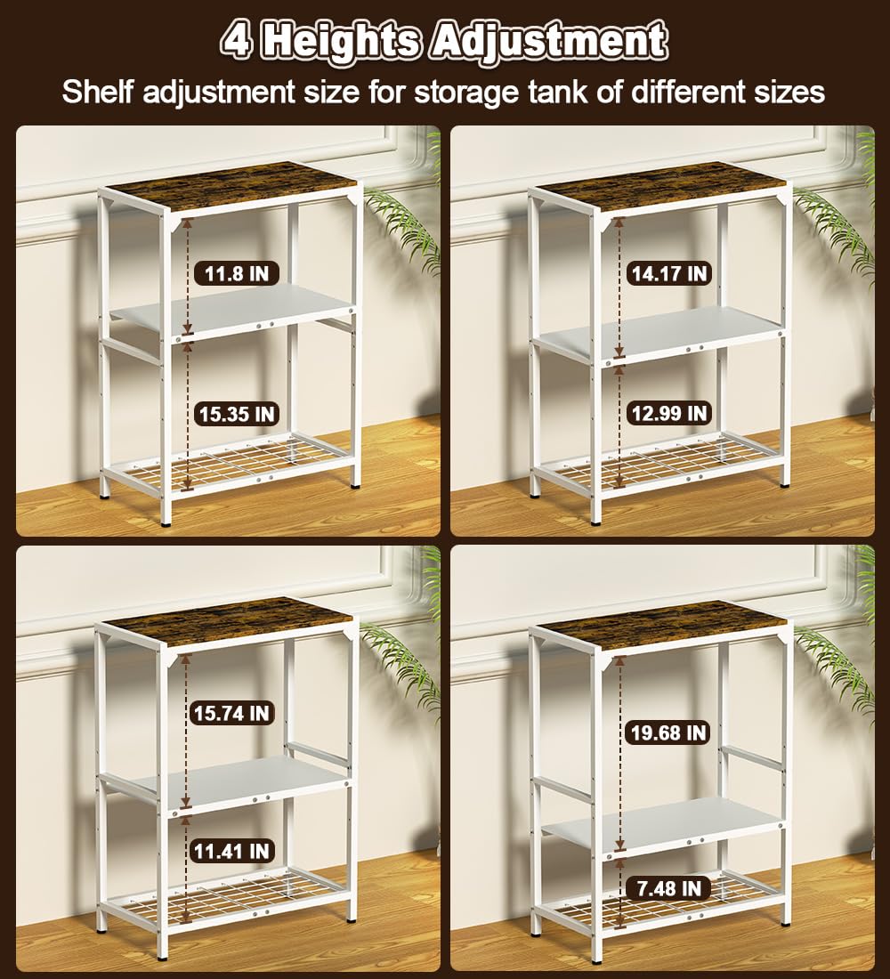 AnBaiMei 20 Gallon Aquarium Stand, Fish Tank Stand with Adjustable 3-Tier Storage Shelf, Heavy Duty Reptile Breeder Turtle Tank Terrarium Rack Table for Home Office, 24" L x 12" W x 32.2" H, White AnBaiMei