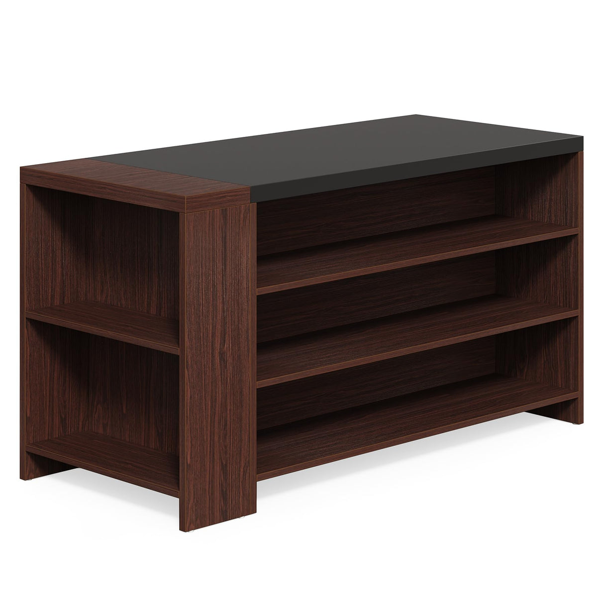 LITTLE TREE 55 Inches Modern Wooden Kitchen Island with Large Worktop & Leg Room, 4-Tier Storage Cabinet for Dining Room, Coffee Bar Table Cabinet for Living Room LITTLE TREE