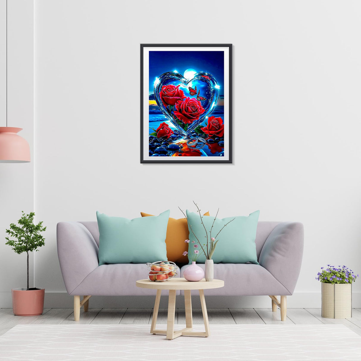 EOBROMD 5D Diamond Art Painting Kits for Adults Beginners Seaside, DIY Rose Kits for Adults, Full Round Drill Diamond Dot Gem Art Kits Home Wall Decor 12x16inch EOBROMD