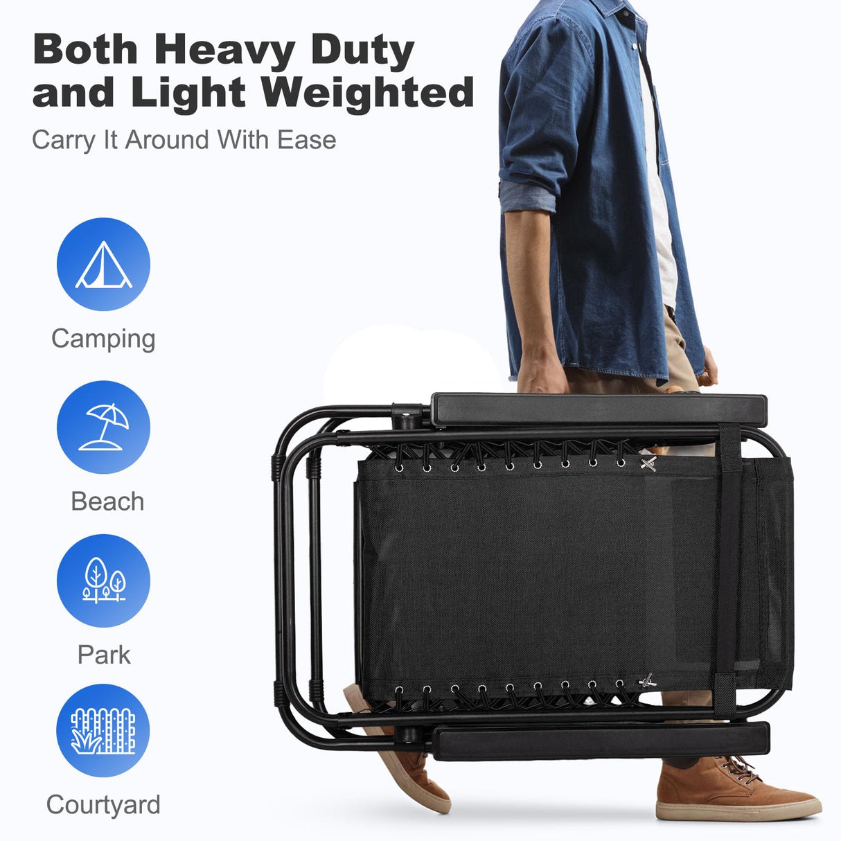 Nazhura Set of 2 Relaxing Recliners Patio Chairs Adjustable Steel Mesh Zero Gravity Lounge Chair Beach Chairs with Pillow and Cup Holder Black Nazhura