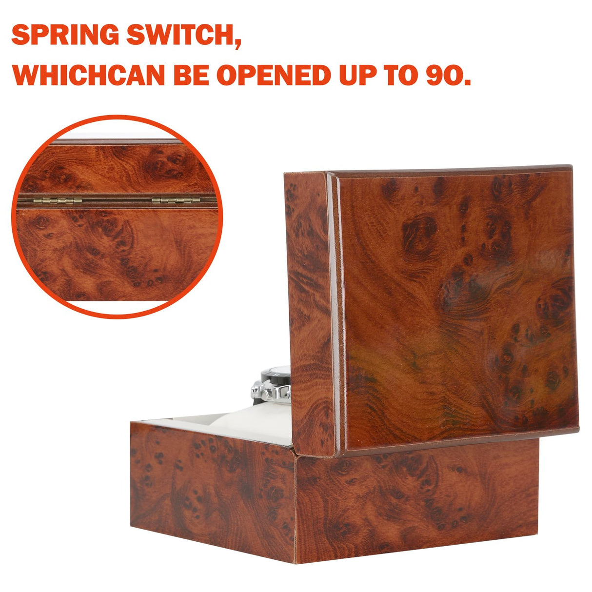 BAOPEND Wooden Single Watch Gift Box with Pillow, Wood Wristwatch Wrist Watch Case Storage Box for Christmas, Birthdays, Anniversary (Wood Color A) BAOPEND