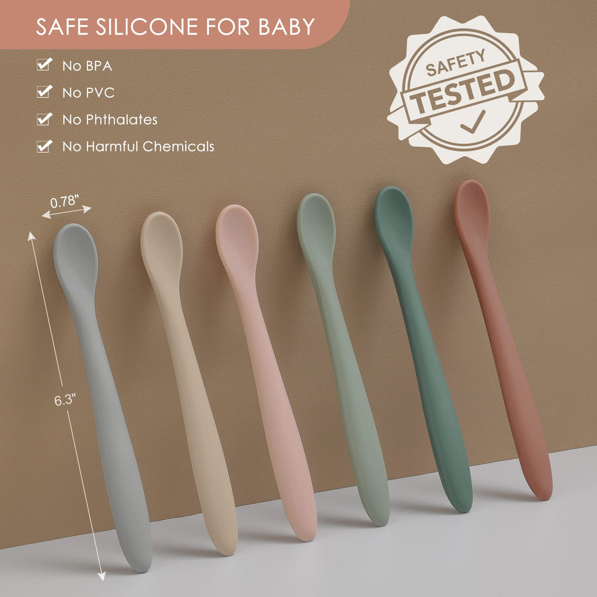 6-Piece Silicone Feeding Spoons for First Stage Baby and Infant, Soft-Tip Easy on Gums I Training Spoon | Baby Utensils Feeding Supplies, Dishwasher & Boil-proof NETANY