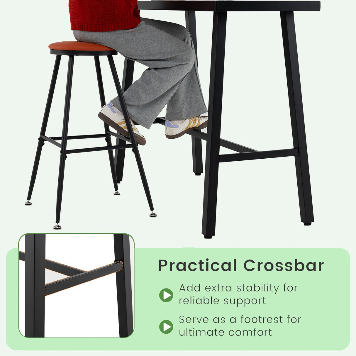 COSTWAY 36" Outdoor Bar Table, Rectangular High Pub Table with Adjustable Foot Pads, Patio Counter Height Dining Table for Balcony, Backyard, Indoor, Black COSTWAY