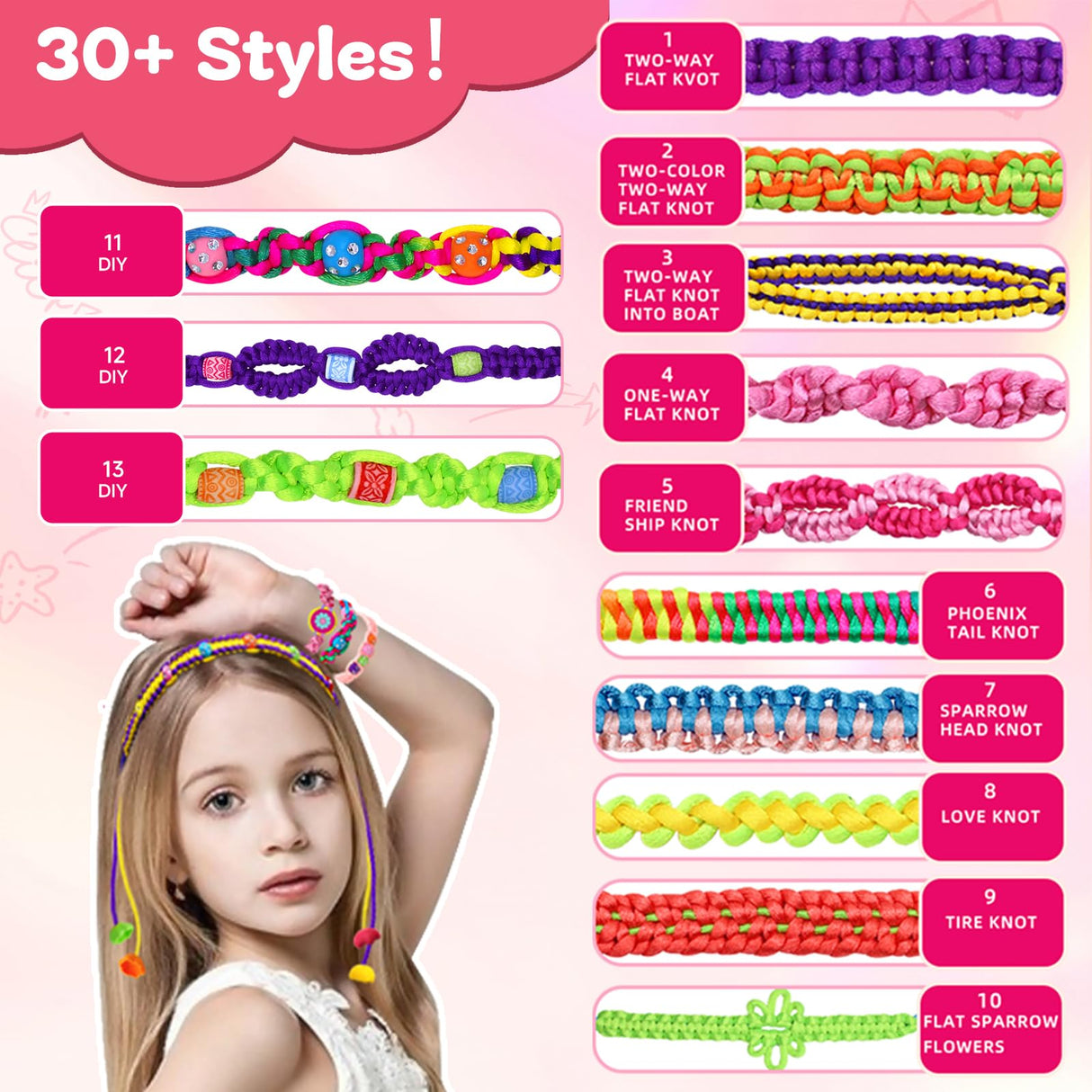 Suu66 Friendship Bracelet Making Kit for Girls 8-12 | String Bracelets Maker Craft Kit, DIY Art Gift for Kids Age 8, 9, 10, 11, 12 Years (Yellow) Suu66