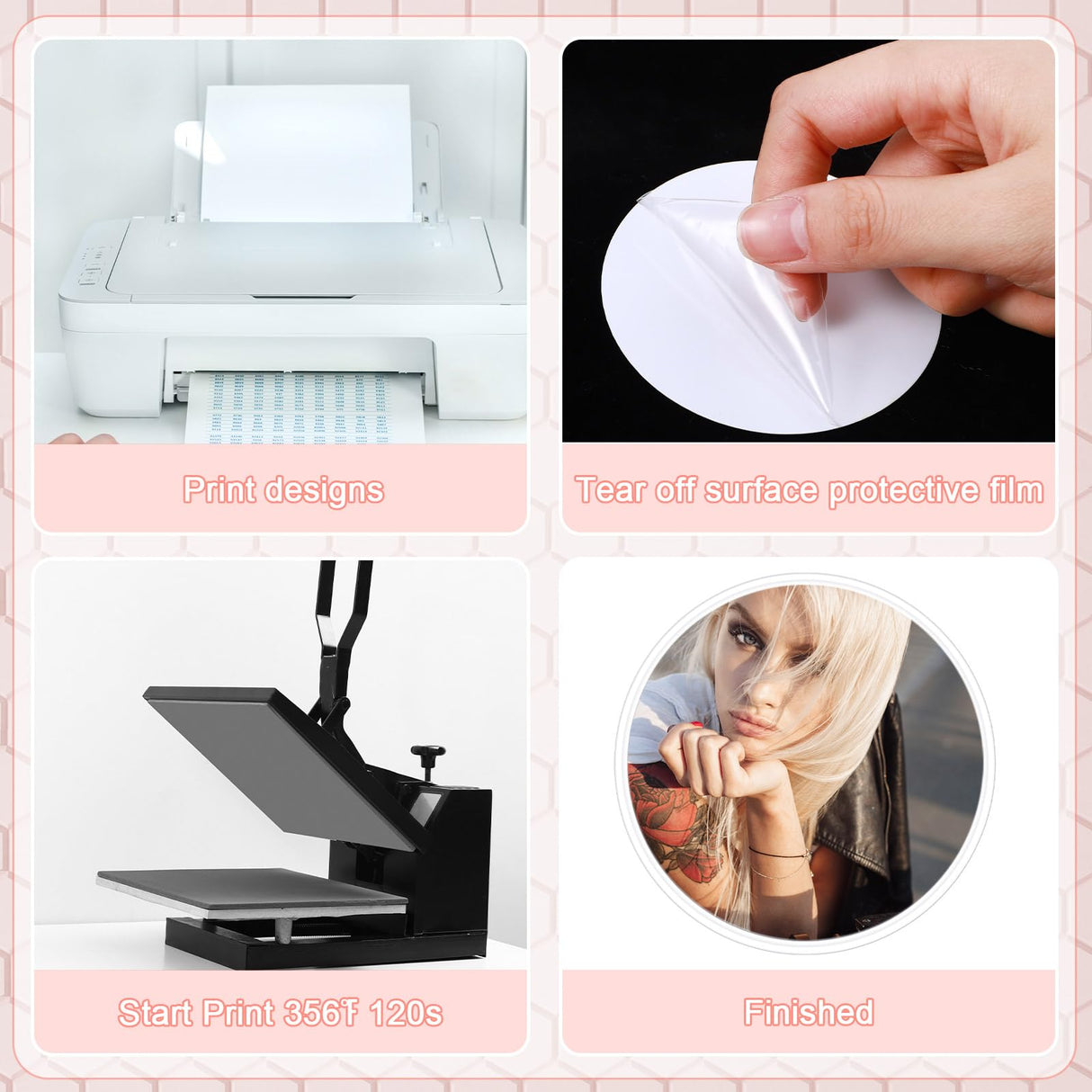 Daifunli 24 Pcs Sublimation Buttons Blanks with Pins 3 Inch Sublimation Buttons Pins Clear Acrylic Heat Transfer Blank Buttons Make Your Own Button Pin Badge for DIY Valentine's Day Craft Gifts Daifunli