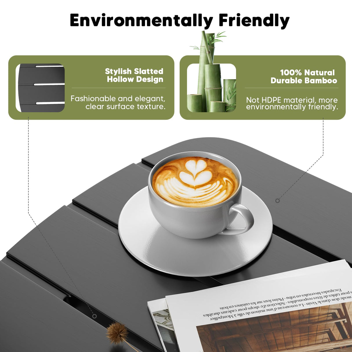 LEJANEOYE Outdoor Coffee Table, 2-Tier Adirondack Outdoor Side Table Weather Resistant, Patio End Table for Pool, Porch, Backyard. LEJANEOYE