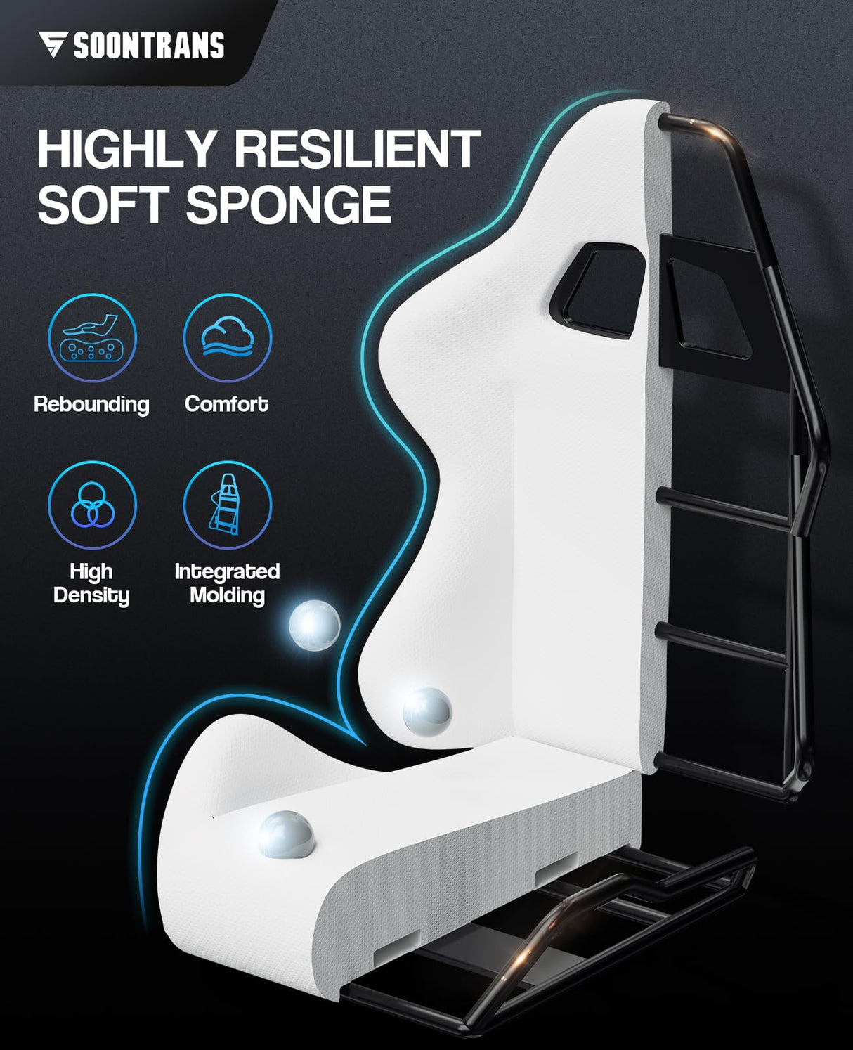 Soontrans Black Gaming Chairs with Footrest, Ergonomic Gamer Chair, Home Office Chair,PC Computer Chair with Headrest and Lumbar Support(Dark Black) Soontrans