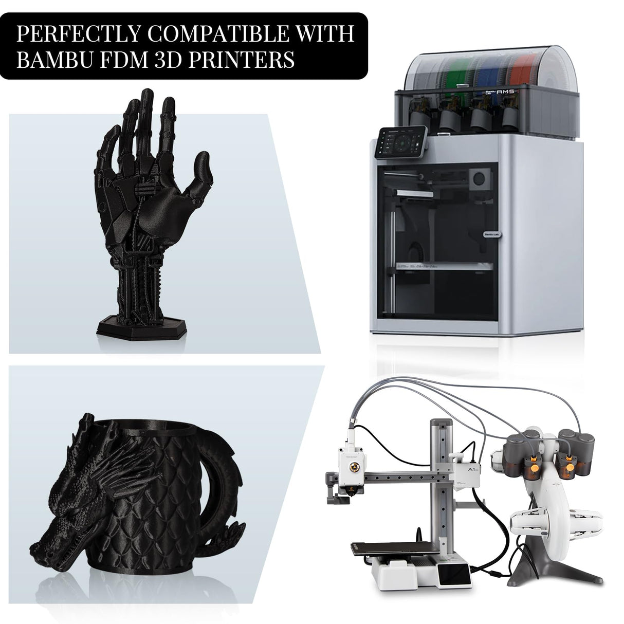 Carbon Fiber PETG Filament 1.75 mm, TINMORRY PETG CF 3D Printer Filament, Compatible with Bambu LAB, Creality K1C, QIDI MAX3, FLASHFORGE Adventurer 5M, Prusa MK4 FDM 3D Printer, 1 KG 1 Spool, Black TINMORRY