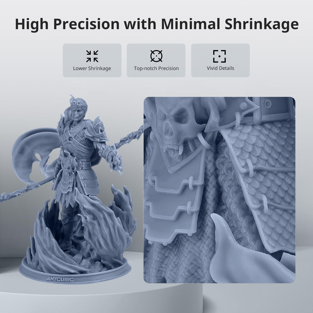 ANYCUBIC ABS-Like 3D Printer Resin Pro 2, Stronger and Tougher, High Precision and Long-Lasting, Low Odor, Wide Compatibility for All LCD Resin 3D Printers (Grey+Grey, 2kg) ANYCUBIC