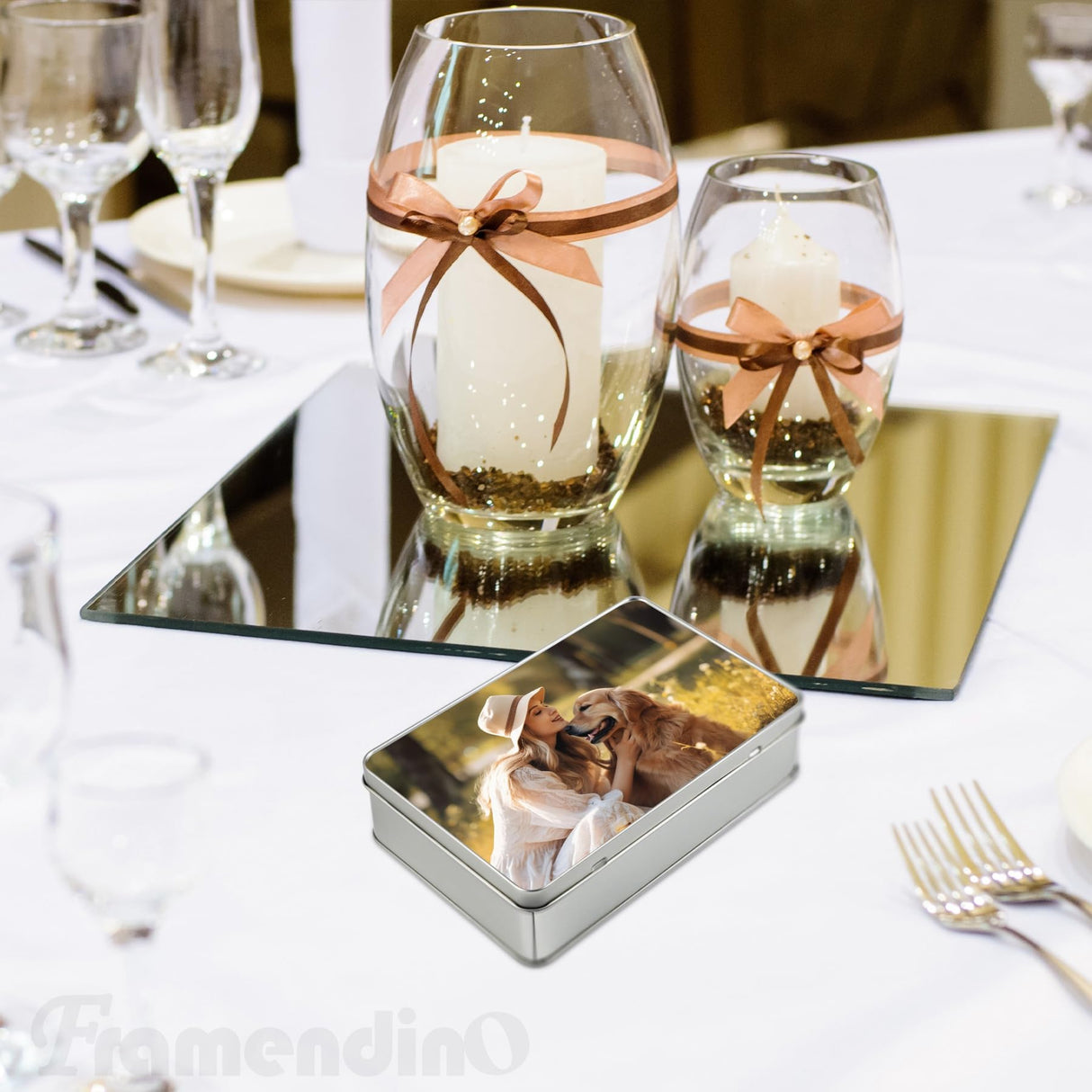 Framendino, Sublimation Candy Tin Box Storage Blank Box with Lid Metal Trinket Tins Container Rectangle Framendino