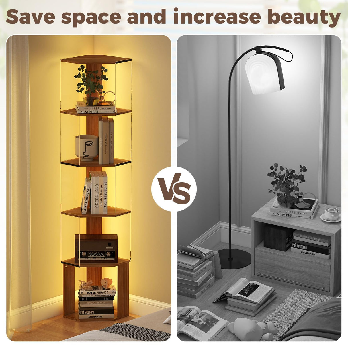 Quikraen 6 Tier Corner Display Rack with Light Clear Arylic Corner Shelves 63in Tall Cabinet with Dimmable LED Light for Display Curio Cabinet Quikraen